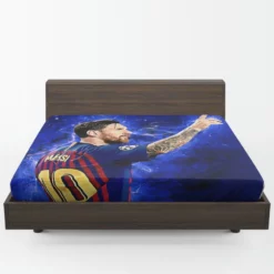 Lionel Messi  Barca Ligue 1 Football Player Fitted Sheet 1