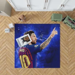 Lionel Messi  Barca Ligue 1 Football Player Rug