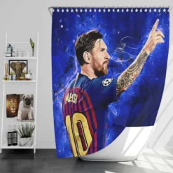 Lionel Messi  Barca Ligue 1 Football Player Shower Curtain