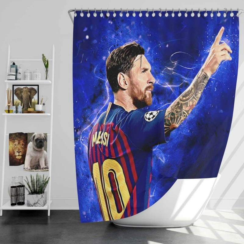 Lionel Messi  Barca Ligue 1 Football Player Shower Curtain