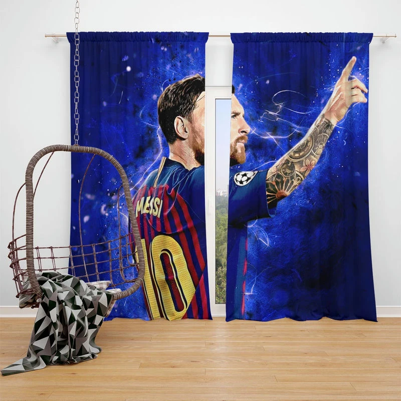 Lionel Messi  Barca Ligue 1 Football Player Window Curtain