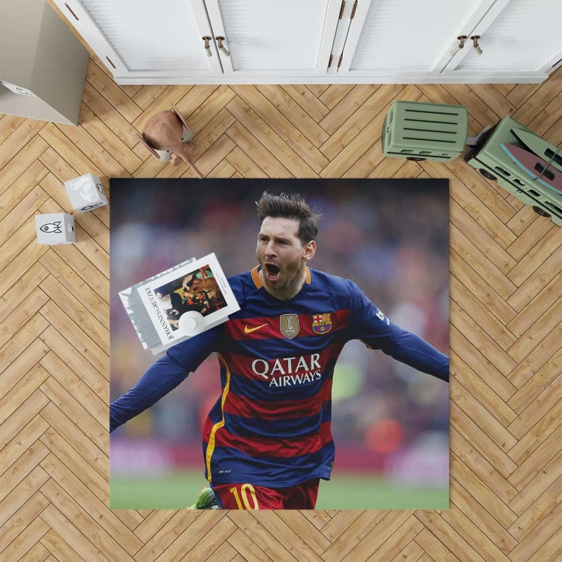 Lionel Messi Barca Physical Footballer Player Rug