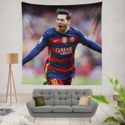 Lionel Messi Barca Physical Footballer Player Tapestry