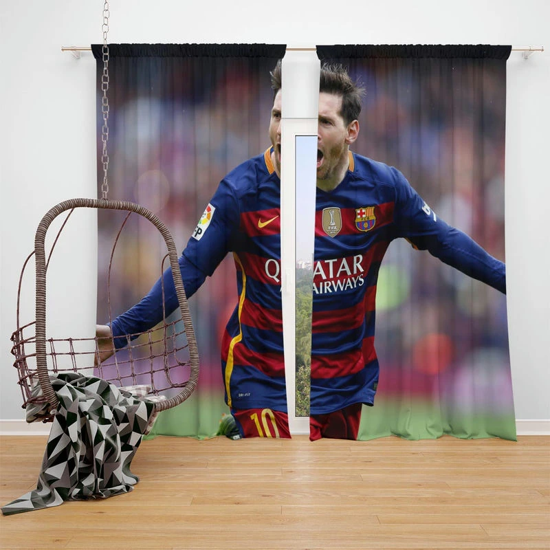 Lionel Messi Barca Physical Footballer Player Window Curtain