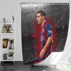 Lionel Messi  Barca most goals in La Liga Player Shower Curtain