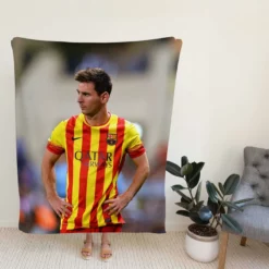 Lionel Messi Barcelona Stripe Jersey Fleece Blanket