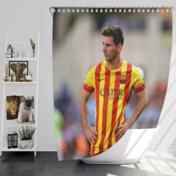 Lionel Messi Barcelona Stripe Jersey Shower Curtain