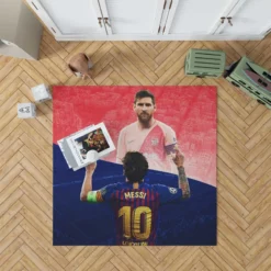 Lionel Messi Capable Barca Soccer Player Rug