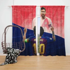 Lionel Messi Capable Barca Soccer Player Window Curtain