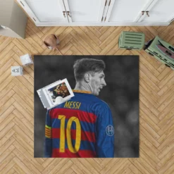 Lionel Messi Competitive Football Player Rug