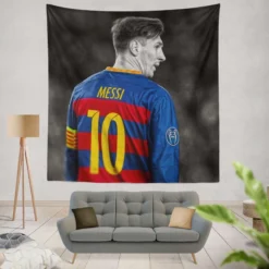 Lionel Messi Competitive Football Player Tapestry