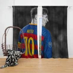 Lionel Messi Competitive Football Player Window Curtain