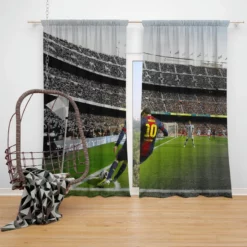 Lionel Messi Dependable Barca Sports Player Window Curtain
