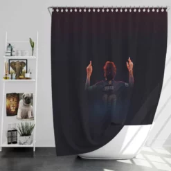 Lionel Messi Encouraging Football Player Shower Curtain