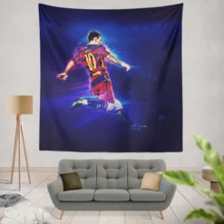Lionel Messi Ethical Football Player Tapestry