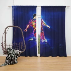 Lionel Messi Ethical Football Player Window Curtain
