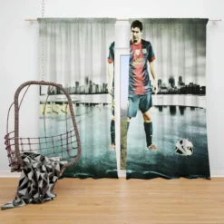 Lionel Messi Extraordinary Soccer Player Window Curtain