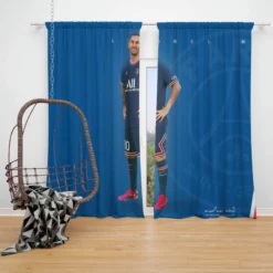Lionel Messi French Cup Footballer Window Curtain