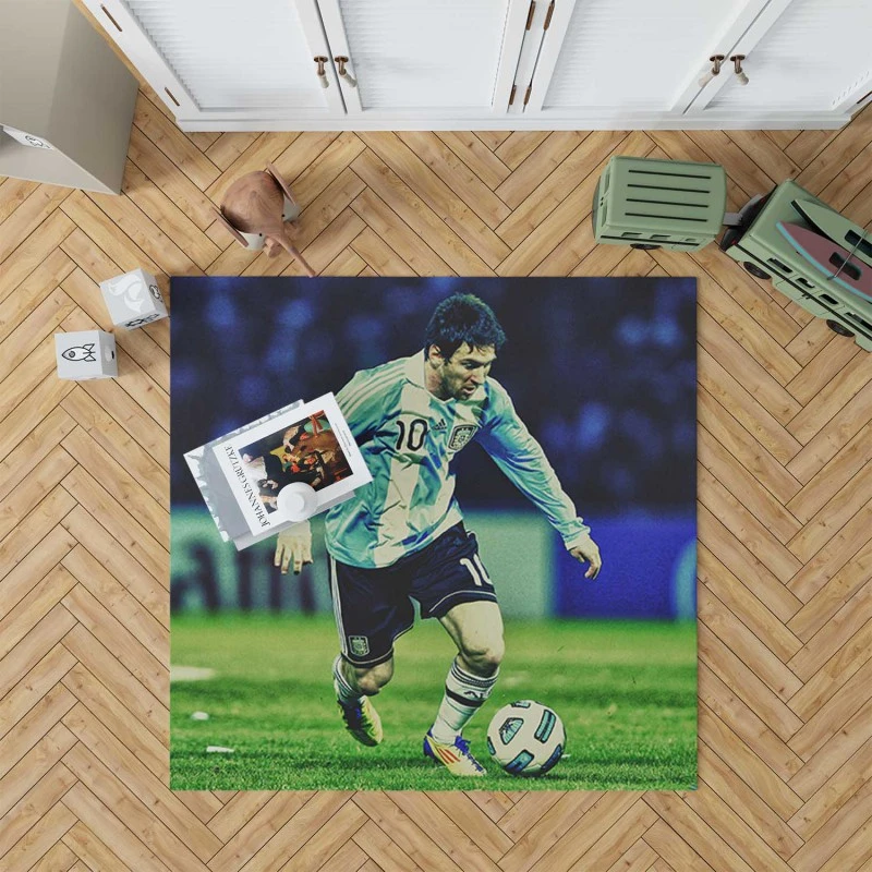 Lionel Messi Inspiring Argentina Sports Player Rug