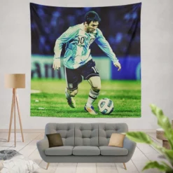 Lionel Messi Inspiring Argentina Sports Player Tapestry