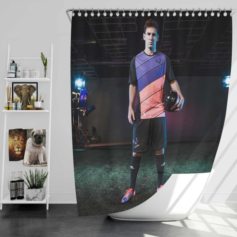 Lionel Messi Intimidating Footballer Player Shower Curtain