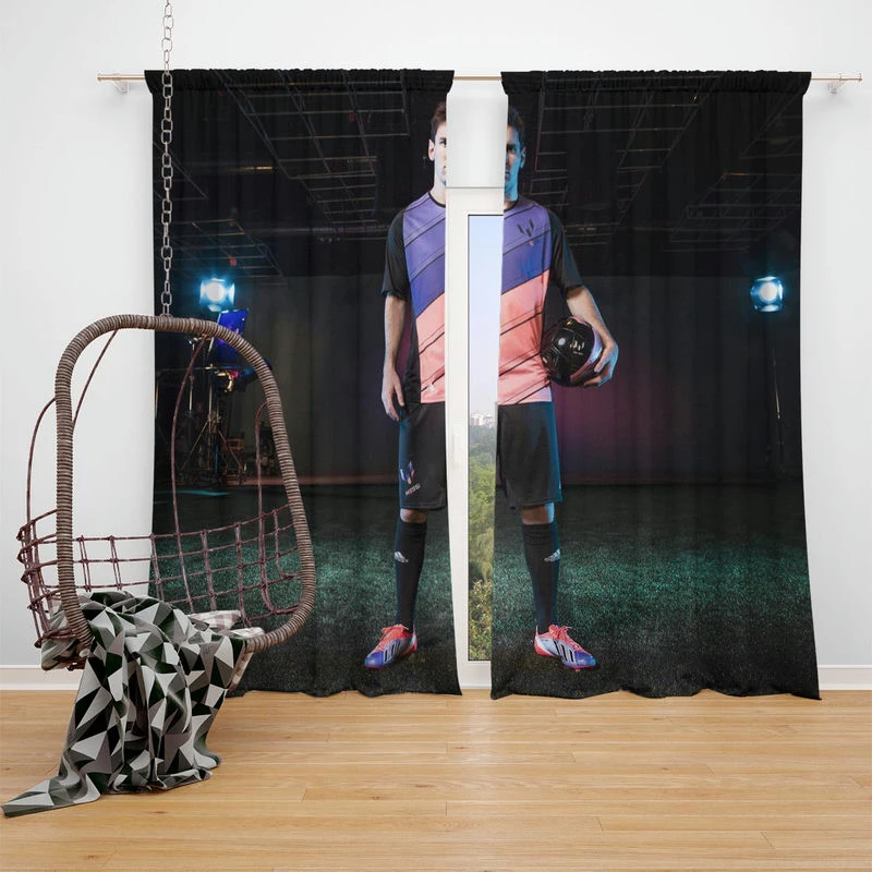 Lionel Messi Intimidating Footballer Player Window Curtain