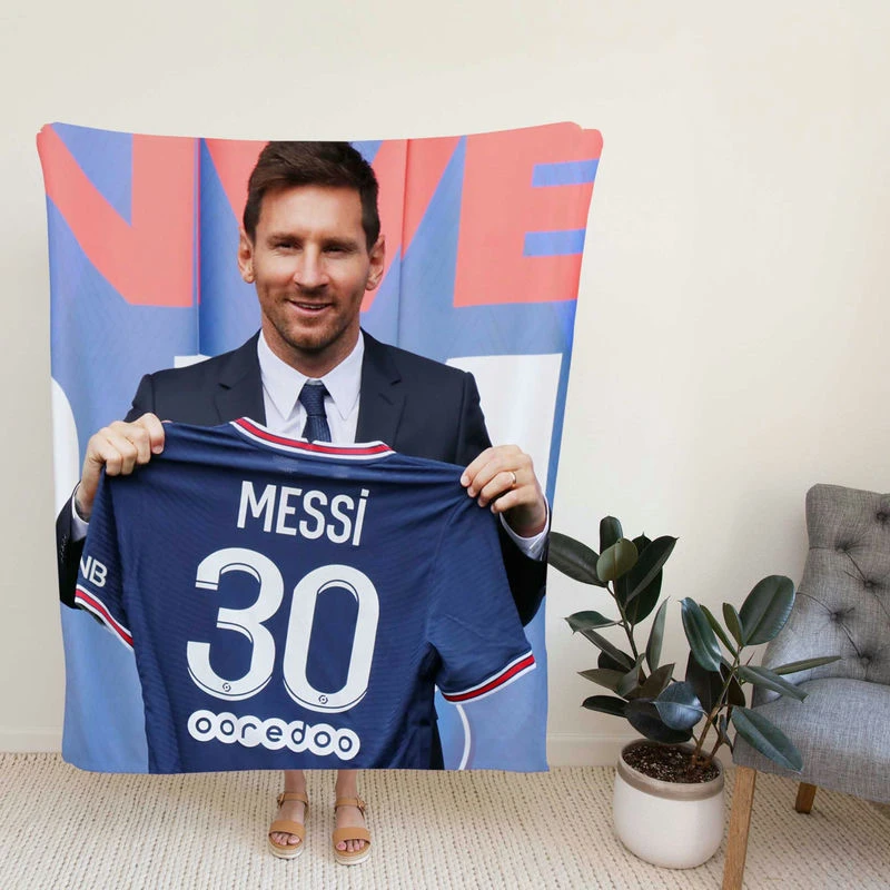 Lionel Messi Ligue 1 Soccer Player Fleece Blanket