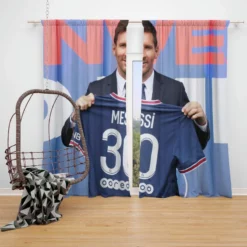Lionel Messi Ligue 1 Soccer Player Window Curtain