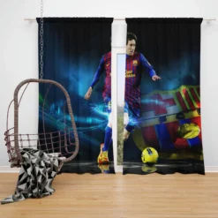 Lionel Messi Mature sports Player Window Curtain