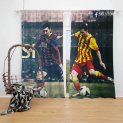 Lionel Messi Mighty Footballer Player Window Curtain