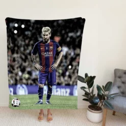 Lionel Messi Natural Bacra Soccer Player Fleece Blanket