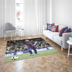 Lionel Messi Natural Bacra Soccer Player Rug 2