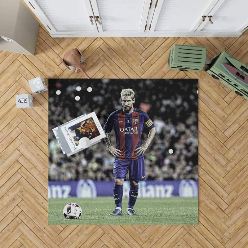 Lionel Messi Natural Bacra Soccer Player Rug