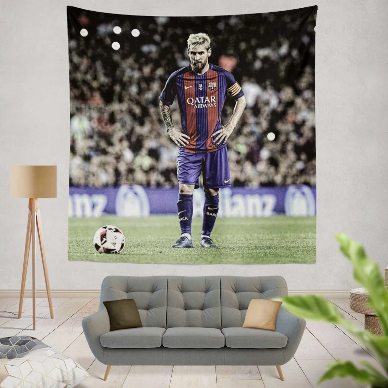 Lionel Messi Natural Bacra Soccer Player Tapestry