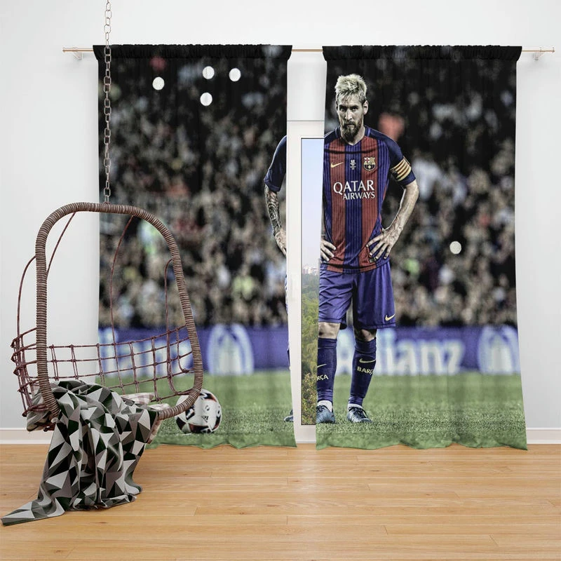 Lionel Messi Natural Bacra Soccer Player Window Curtain