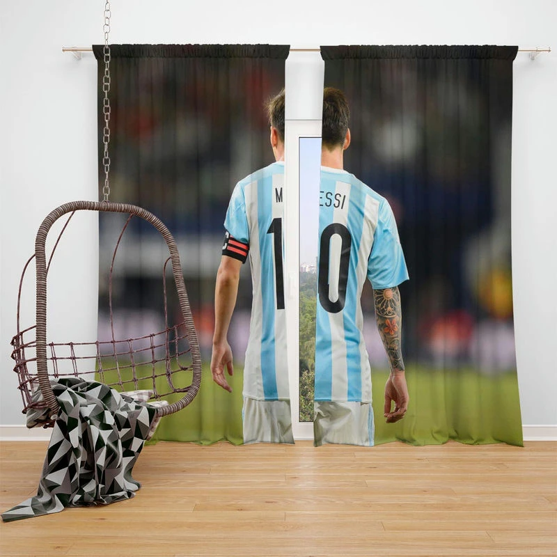 Lionel Messi Outstanding Sports Player Window Curtain