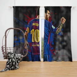 Lionel Messi Pro Soccer Player Window Curtain