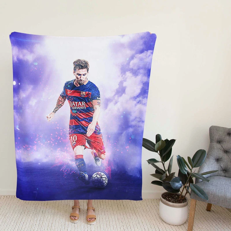 Lionel Messi Spirited Soccer Player Fleece Blanket