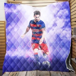 Lionel Messi Spirited Soccer Player Quilt Blanket