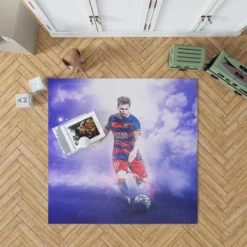 Lionel Messi Spirited Soccer Player Rug