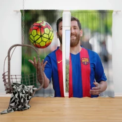 Lionel Messi Success Barca Footballer Player Window Curtain