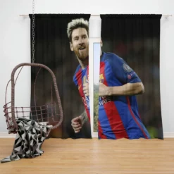 Lionel Messi UEFA Champions League Footballer Window Curtain