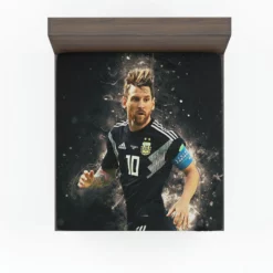 Lionel Messi  in Argentina Black Jersey Fitted Sheet
