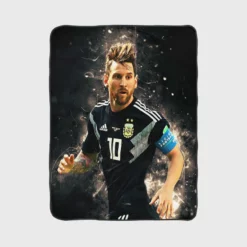 Lionel Messi  in Argentina Black Jersey Fleece Blanket 1