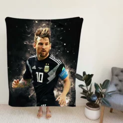 Lionel Messi  in Argentina Black Jersey Fleece Blanket