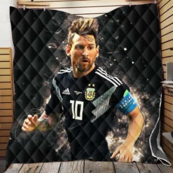 Lionel Messi  in Argentina Black Jersey Quilt Blanket