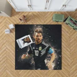 Lionel Messi  in Argentina Black Jersey Rug