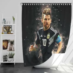 Lionel Messi  in Argentina Black Jersey Shower Curtain