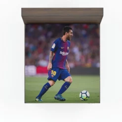 Lionel Messi with Barcelona Uniform Fitted Sheet