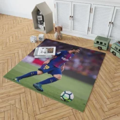 Lionel Messi with Barcelona Uniform Rug 1